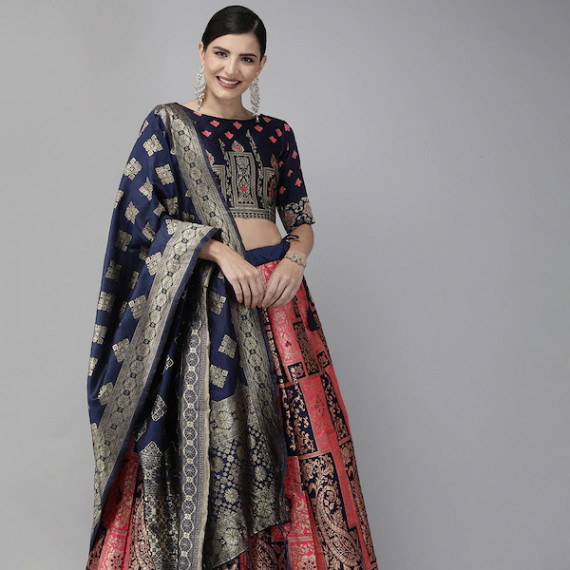 http://13.204.208.5/products/pink-navy-blue-woven-design-semi-stitched-lehenga-unstitched-blouse-with-dupatta